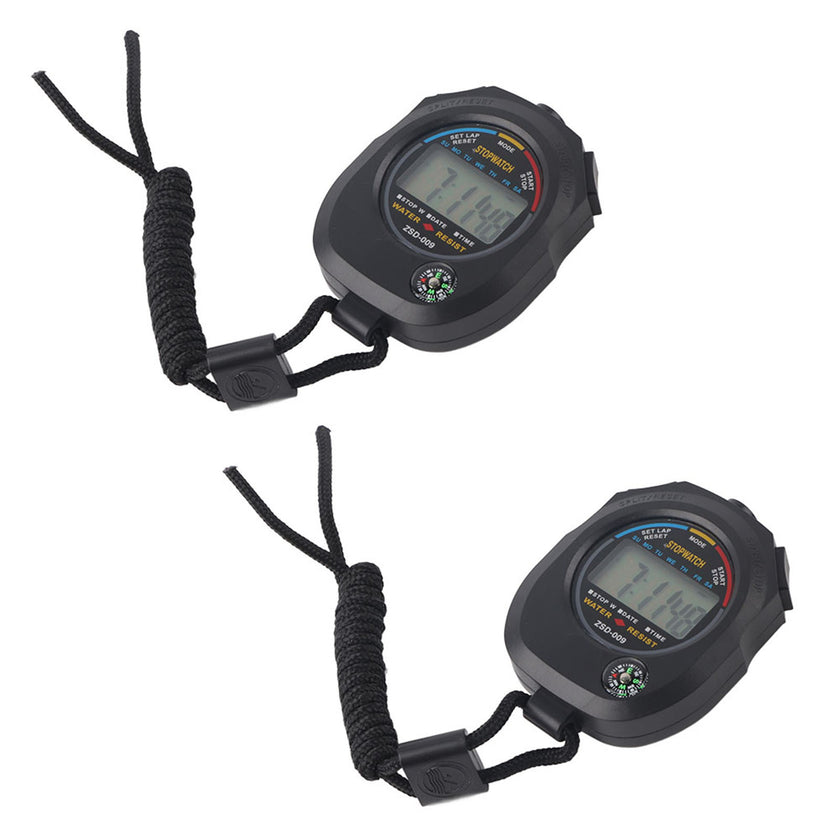 2 PCS Multifunctional Handheld Digital LCD Stopwatch Timer for Sports/Running/Racing/Swimming