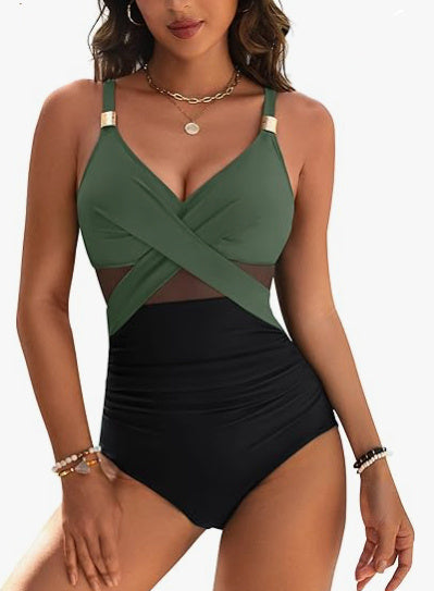 New Fashion One-piece Swimsuit Solid Color