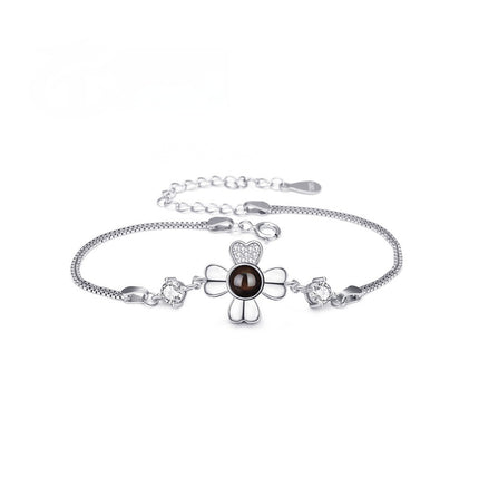 Sterling Silver Bracelet Language Photo Projection Minimalist Model