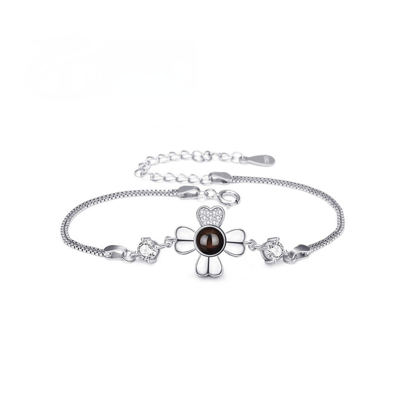 Sterling Silver Bracelet Language Photo Projection Minimalist Model