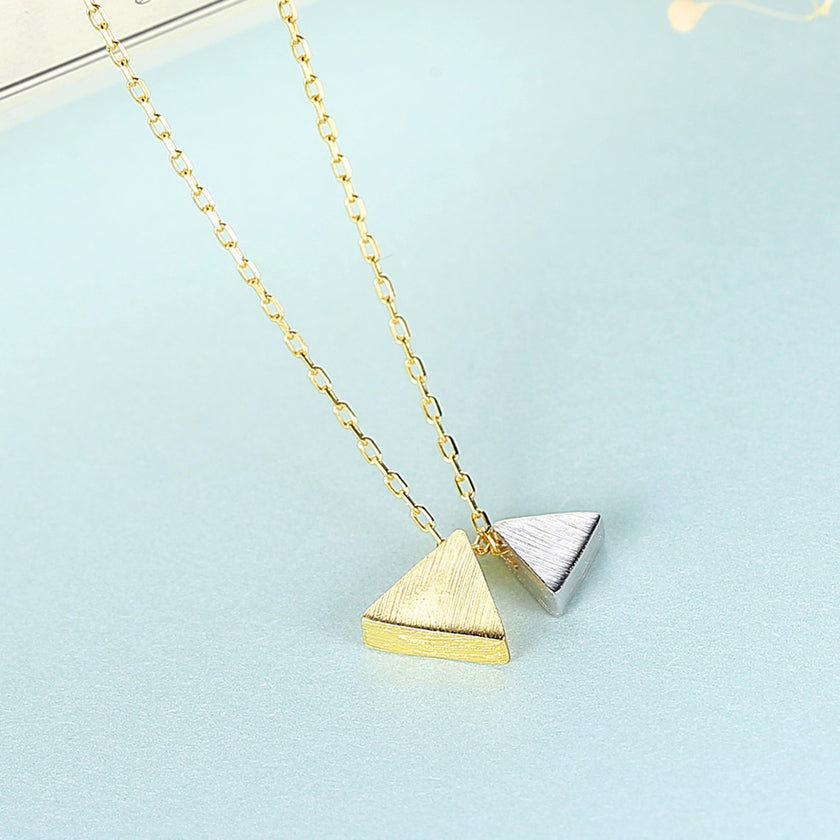 Mid-ancient Classic Style Necklace S925 Silver Pendant Triangle Elegant Graceful Jewelry