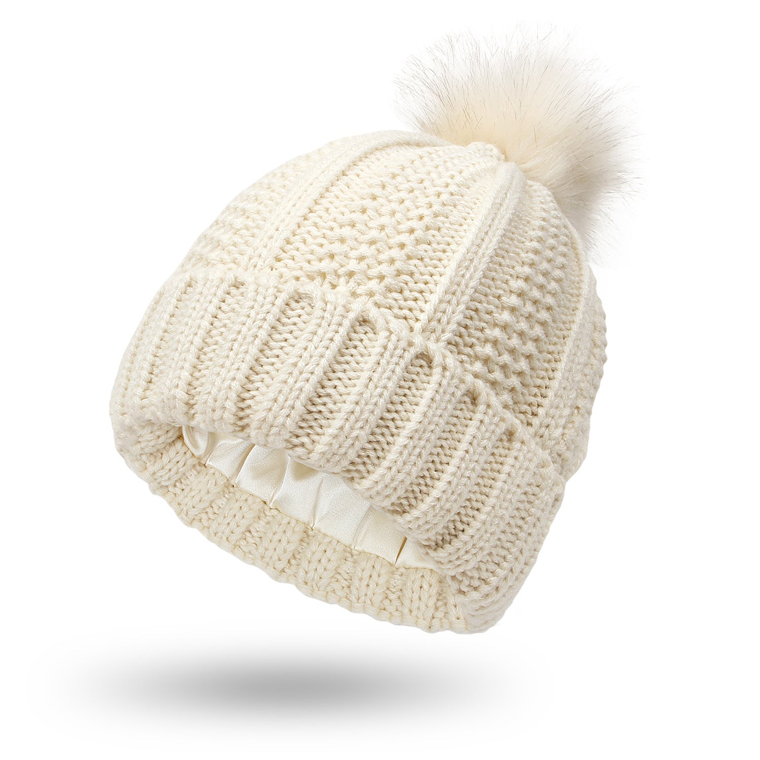 Fashion Stretchy Satin Lined Skull Knit Hats Beanie Hat For Women
