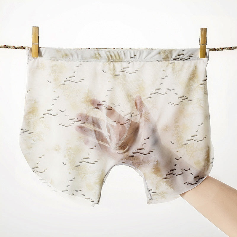 Ice Silk Sense Seamless Ultra-thin Transparent Men's Underwear Male U Convex Big Bag