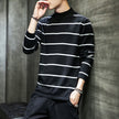 Men's Striped Sweater With Half Turtleneck