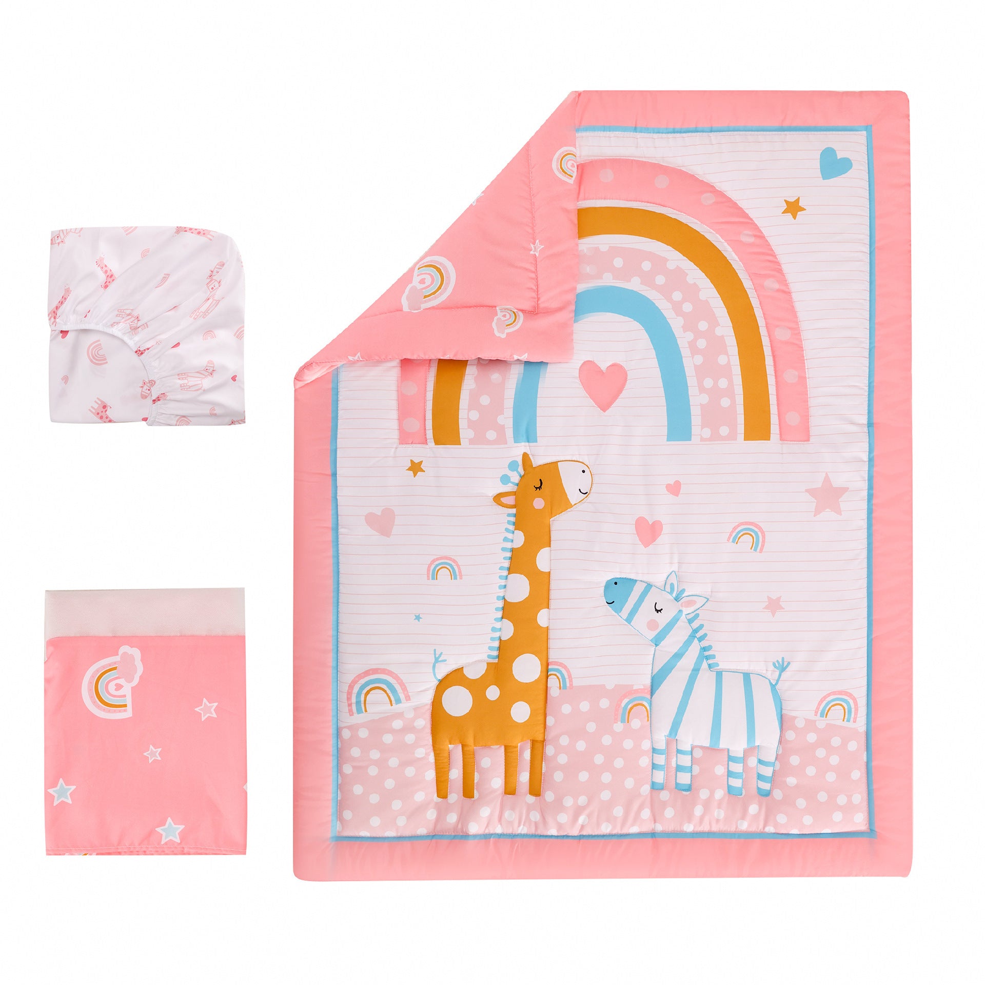 Children Quilt Fitted Sheet Single Bed Skirt Infant Bedding 3 pieces newborn kids bedding set