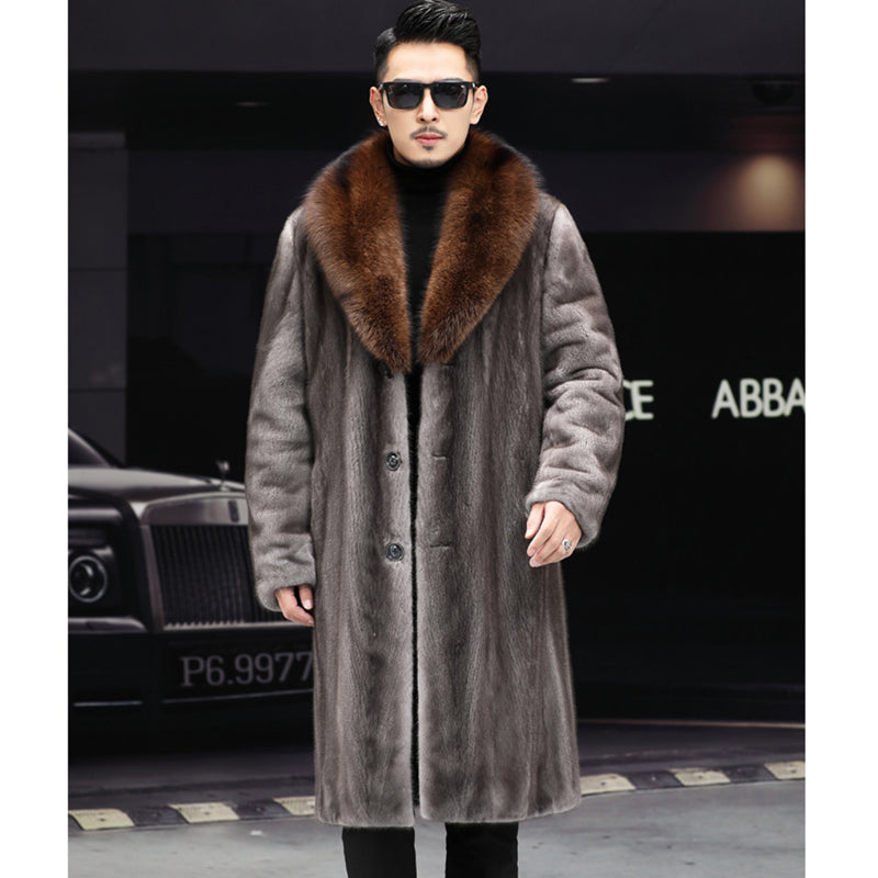 Thick Fur Long Coat Men Autumn Winter Warm