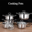 BIG 5PCS STAINLESS STEEL COOKWARE HOB STOCKPOT POT CASSEROLE SET WITH GLASS LIDS