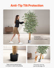 6FT Artificial Ficus Tree Tall Faux Plant With Black Pot For Indoor Decor