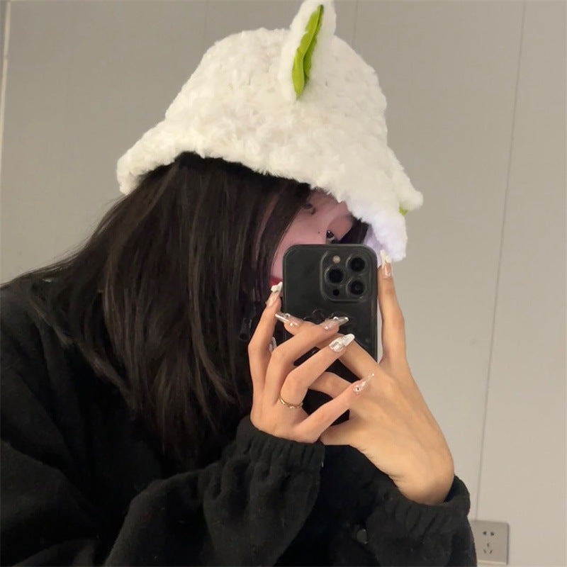 Dark Lamb Plush Cute Warm Pot Hat Winter Keep Warm
