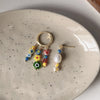 Women's Fashionable Asymmetric Design Glass Floral Colored Glaze Ear Clip
