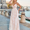 Elegant Deep V-neck Backless Mesh Wedding Dress