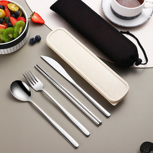 Kitchen Accessories Camping Travel Sets Gold Knife Fork Spoon Portable Cutlery Sets with case