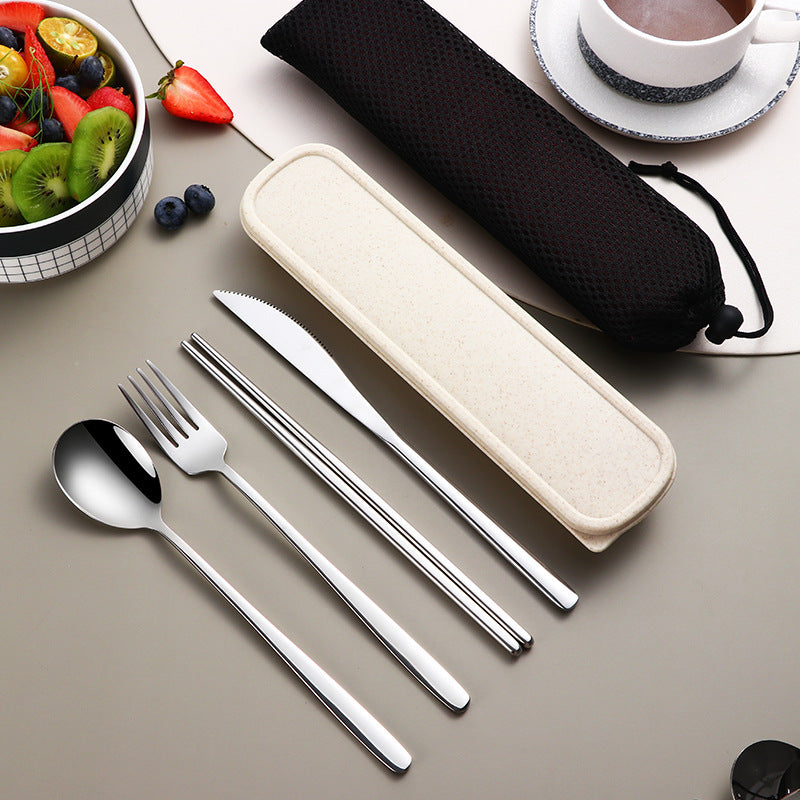 Kitchen Accessories Camping Travel Sets Gold Knife Fork Spoon Portable Cutlery Sets with case