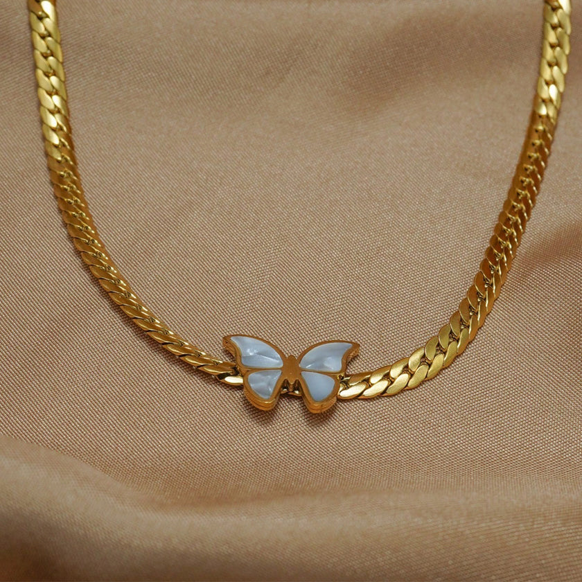 Lxalry 18K Gold Plated Butterfly Jewelry Set With Mirror Polish  Hypoallergenic Skin Safe 4PCS Necklace Earrings Bracelet Ring For Women, Never Fade Luxury Gift For Her