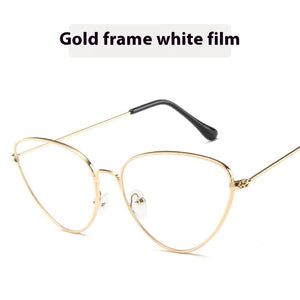 Cat's Eye Plain Glasses Retro Metal Optical Frame