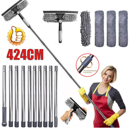 Telescopic Extendable Window Cleaner Equipment Glass Cleaning 4.5m Squeegee