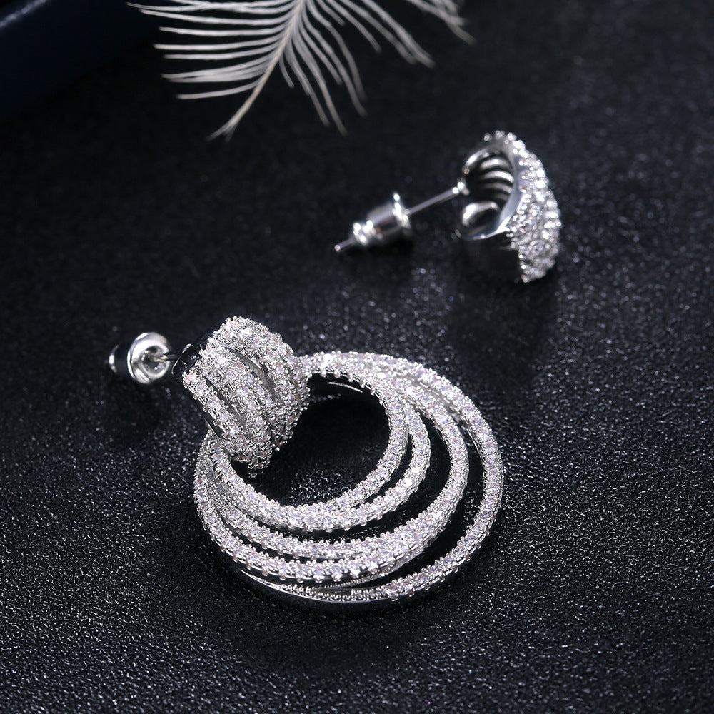 Luxury Multi-layer Round Ring Earrings Women