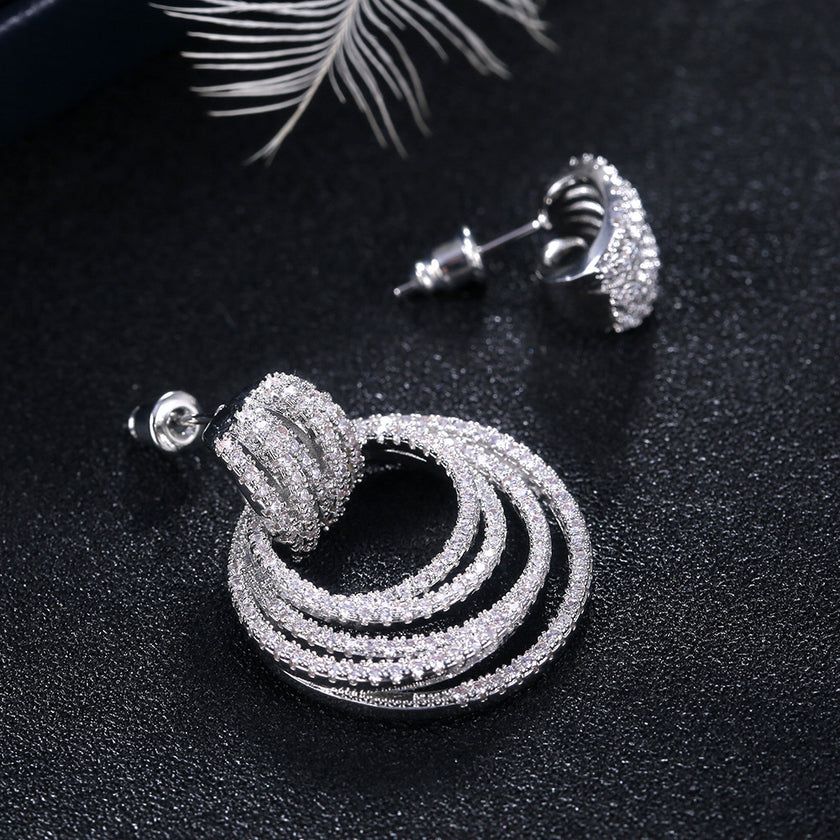 Luxury Multi-layer Round Ring Earrings Women