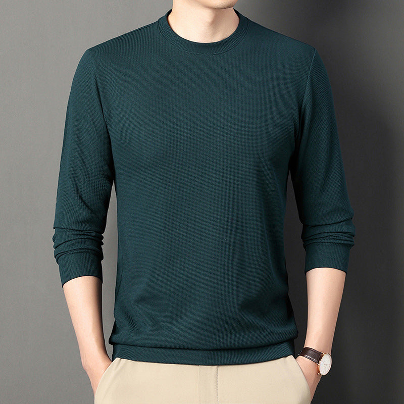 Thin Round Neck Long Sleeve T-shirt Solid Color Men's Top