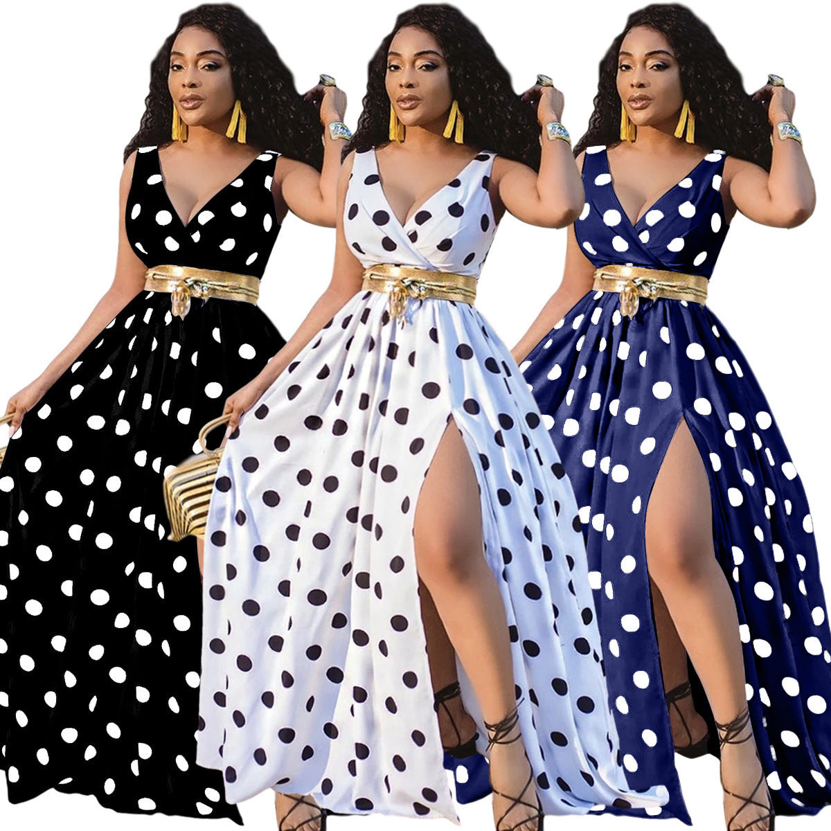 Dresses Women Party Ladies Belt Plus Size Forked Club Dresses