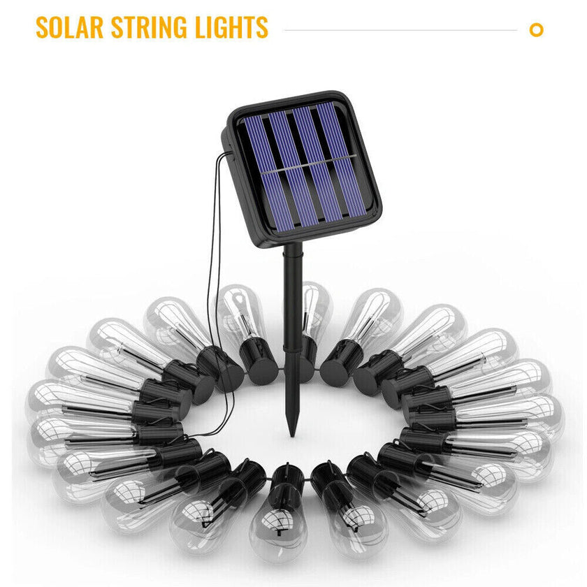 5M 20 LED Solar Powered Retro Bulb String Lights Garden Outdoor Fairy Party Lamp