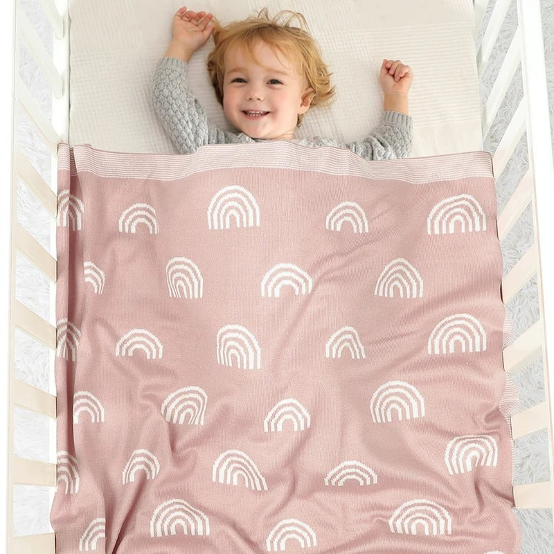 Baby Knitted Rainbow Hug Blanket Comforter