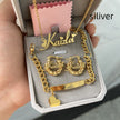 Children's Set Personalized Letter Necklace Name Bracelet Mini Earrings