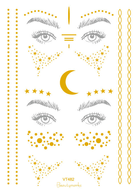 Bronzing face tattoo sticker