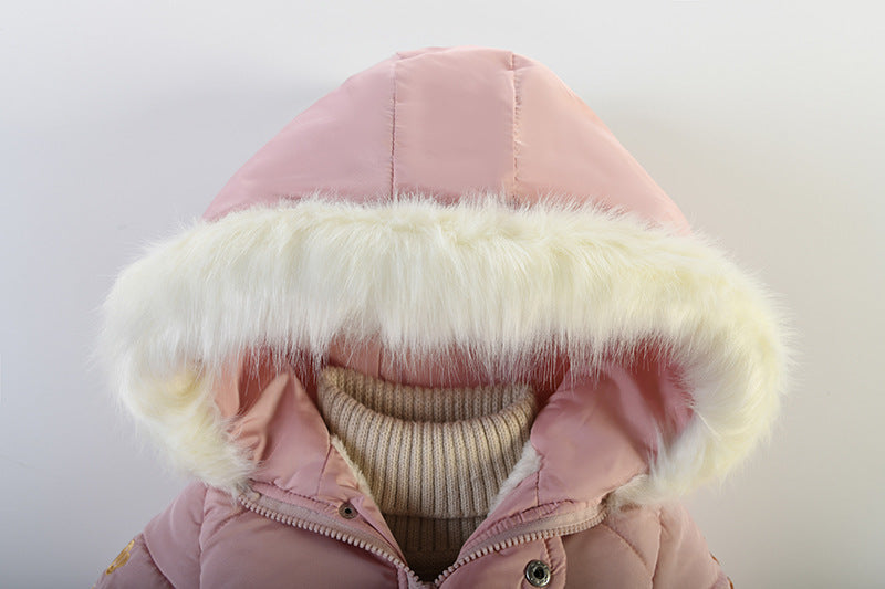 Girls' Long Hooded Cotton Coat