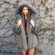 Faux fur hooded coat for women