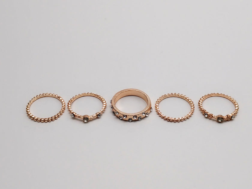 Jewelry Rose Gold Stackable Diamonds Set Of Five Sets Of Rings BohemiaJ