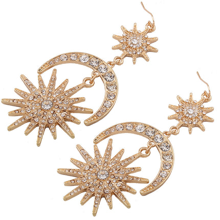Sun Moon Earrings Metal Alloy Earrings
