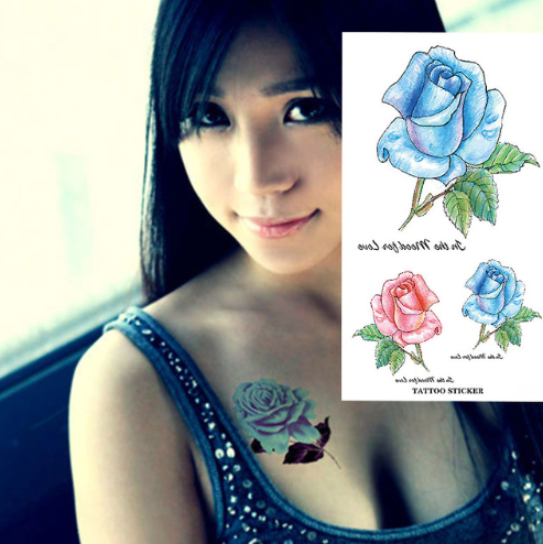 Flower tattoo sticker color sketch tattoo sticker flower peony rose plum tattoo sticker