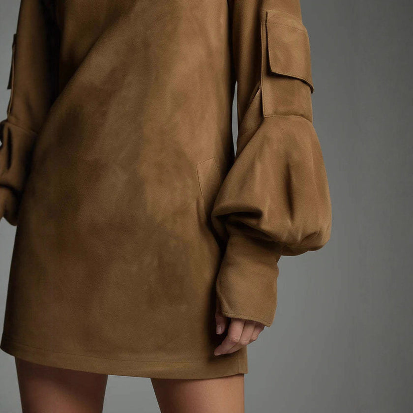 Fashion High Collar Long Sleeve Dress For Women