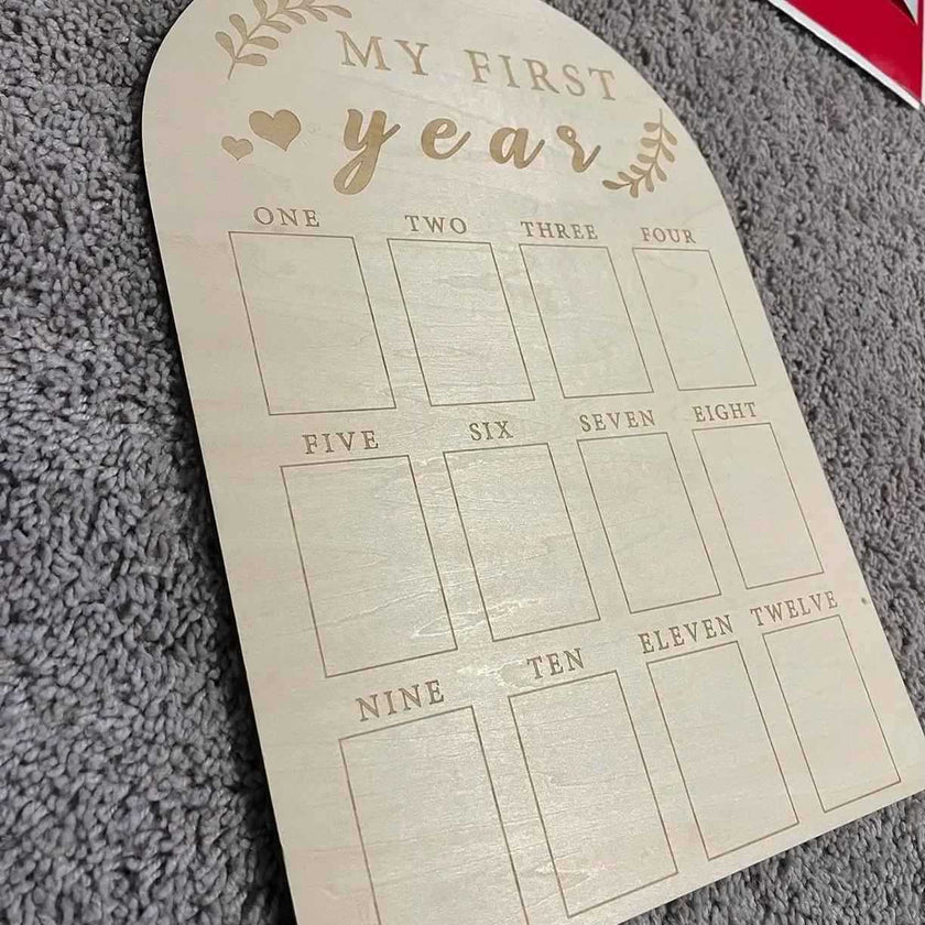 Newborn First Year Milestone Photo Frame Wooden