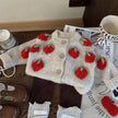 Baby Strawberry Knitted Coat Cardigan Two-piece Set