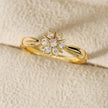 Flower Rhinestone-embedded Personalized Niche Design Shank Ring