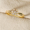 Flower Rhinestone-embedded Personalized Niche Design Shank Ring