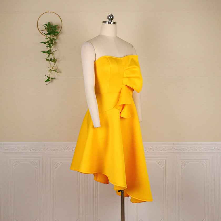 High Waist Asymmetric Hem Women''s Dress Party Dresses