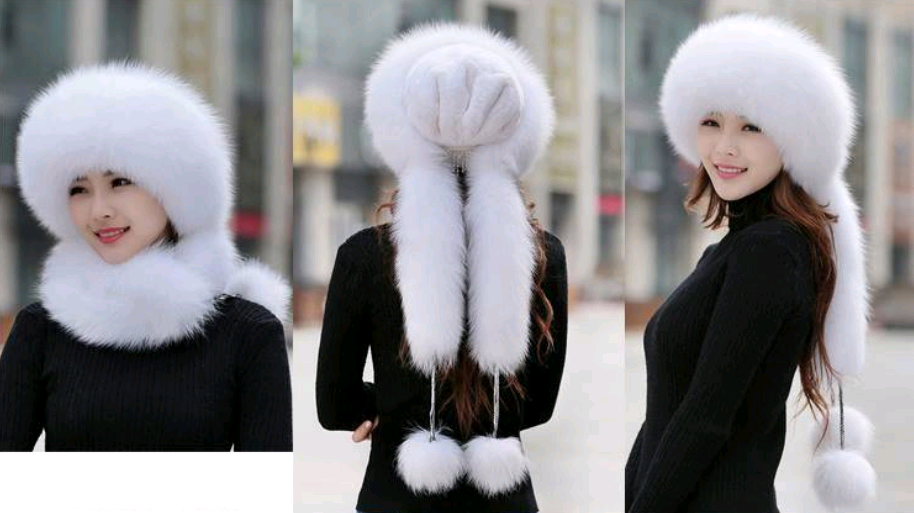 Women Fur Grass Fox Fur Hat Dome Mongolian Hat Thick Warm Russian Wind Snow