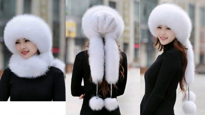 Women Fur Grass Fox Fur Hat Dome Mongolian Hat Thick Warm Russian Wind Snow