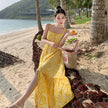 Waist Slimming Vacation Style Beach Dress Summer
