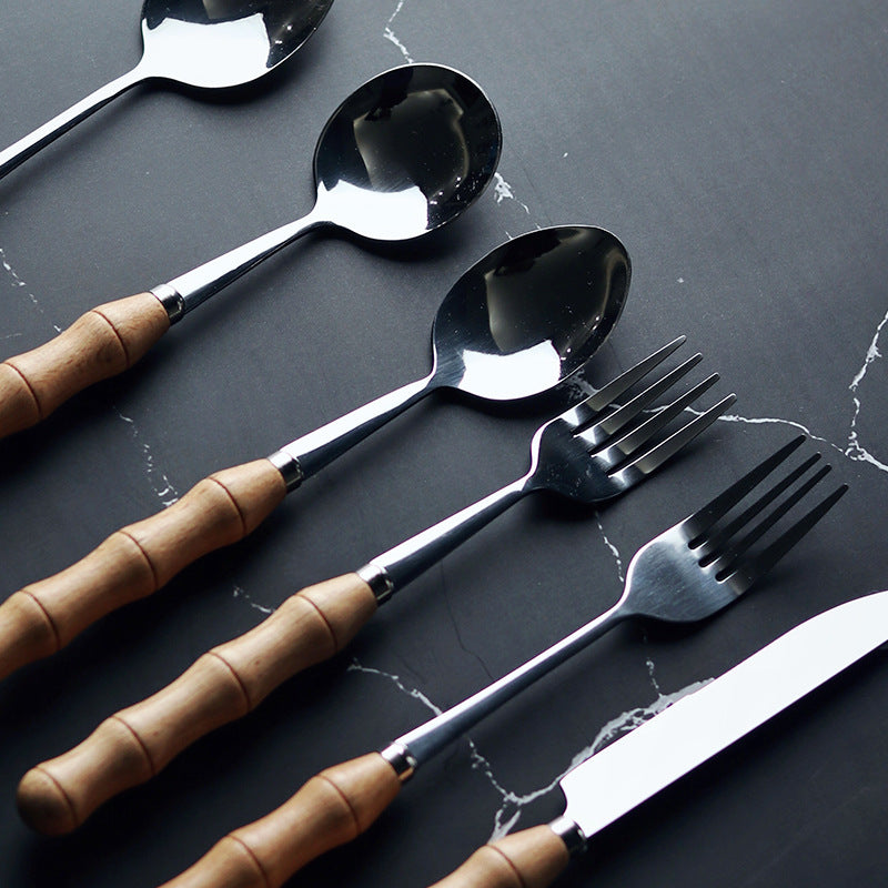 Western steak, knife, fork and spoon