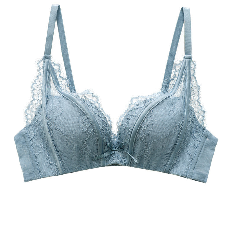 Lace small chest gathered underwear bra