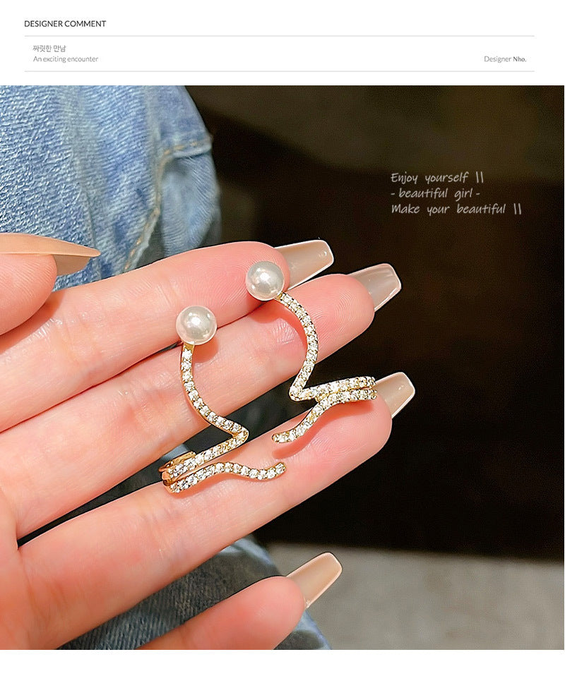 Sterling Silver Needle Micro-inlaid Exquisite Snake-shaped Ear Clip Stud Earrings