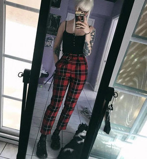 Retro Plaid Ladies Casual Pants