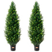 2 Pack 4' Artificial Cedar Topiary Tree Faux Plant UV Decor In/Outdoor