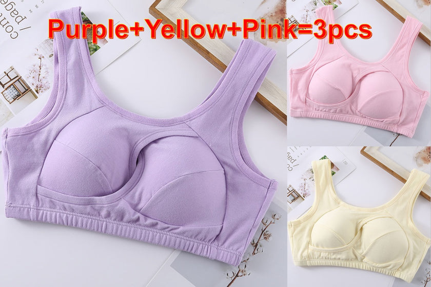 Plus Size Women Bra Ladies Cotton Quake-Proof Underwear Sleep Tops No Buckles Non Wire Lingerie With Removable Padded