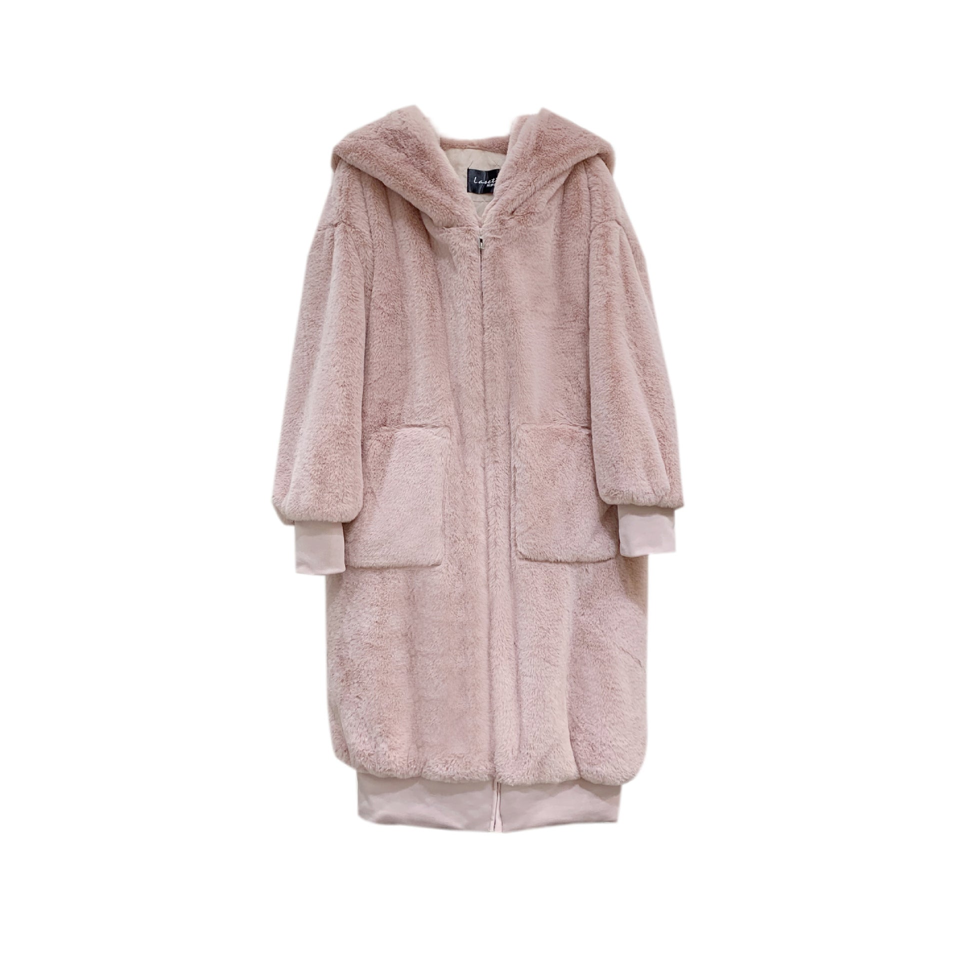 Rex Rabbit Fur Thickened Long Hooded Fur Coat Women