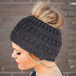 Women Headwrap Ponytail Beanies Hat Winter Warm Ear Warmer Head Wrap Casual Crochet Turban Hats Female Soft Knit Woolen Caps